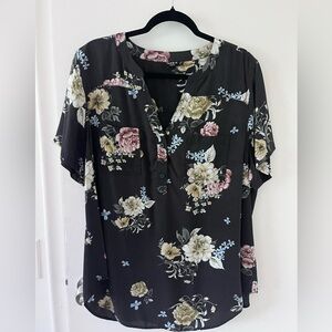 Torrid floral Harper blouse with Mandarin Collar